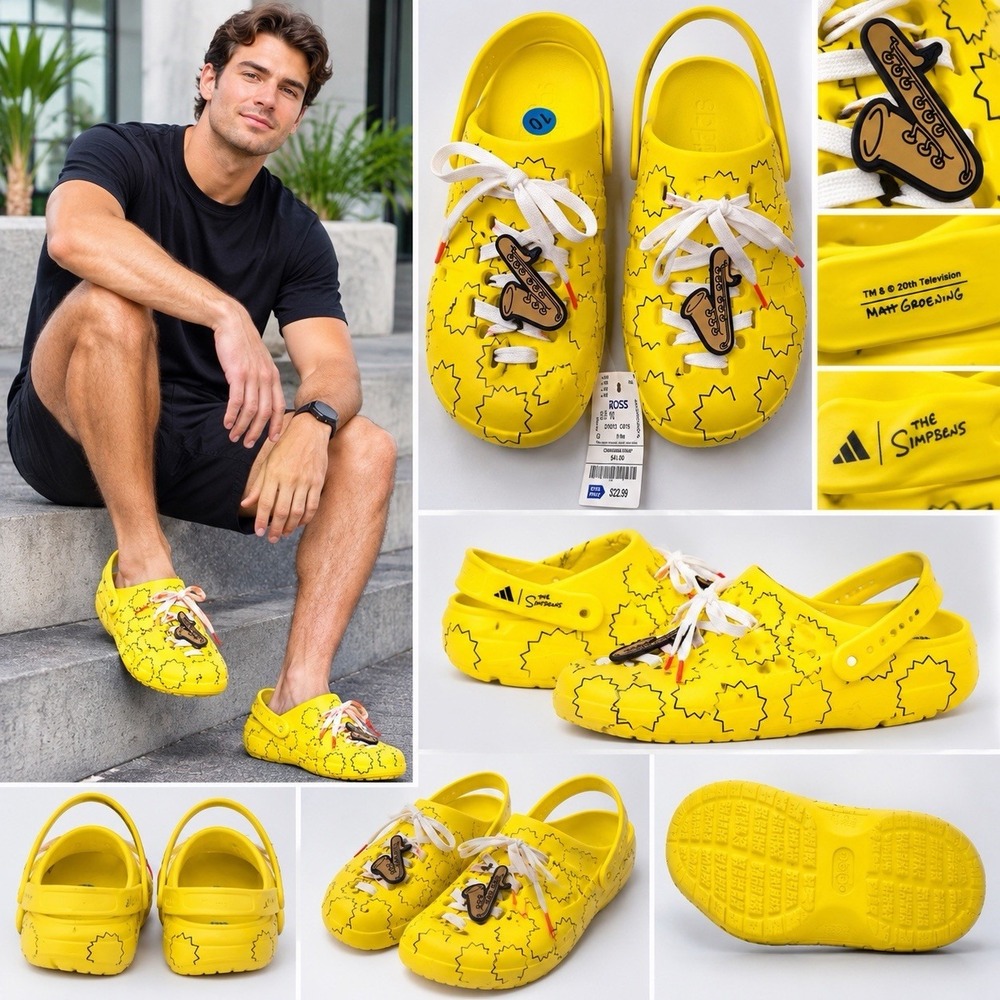 Adidas Adilette Clog The Simpsons Black Yellow Men's Slide Size 10 Men(23-b14)